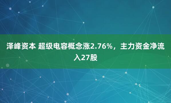 泽峰资本 超级电容概念涨2.76%，主力资金净流入27股