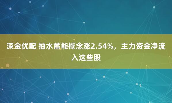 深金优配 抽水蓄能概念涨2.54%，主力资金净流入这些股